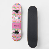 Persoonlijke benaming unicorn roze regenbogen skateboard (Voorkant)