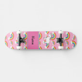 Persoonlijke benaming unicorn roze regenbogen skateboard (Horizontaal)