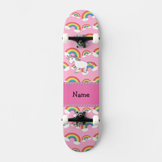 Persoonlijke benaming unicorn roze regenbogen skateboard (Voorkant)