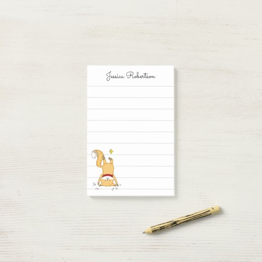 Persoonlijke benaming van Cute Fox en Butterfly Post-it® Notes (Op bureau)
