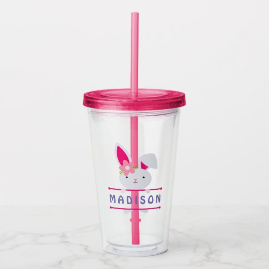 Persoonlijke benaming van Cute Girly Easter Bunny Acryl Drinkbeker (Voorkant)