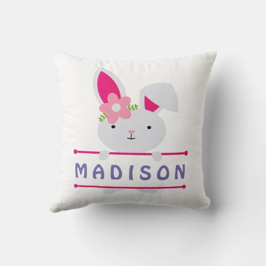 Persoonlijke benaming van Cute Girly Easter Bunny Kussen (Achterkant)