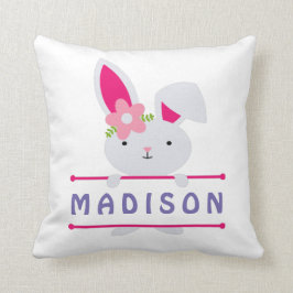 Persoonlijke benaming van Cute Girly Easter Bunny Kussen
