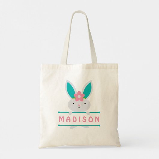 Persoonlijke benaming van Cute Girly Easter Bunny Tote Bag (Achterkant)