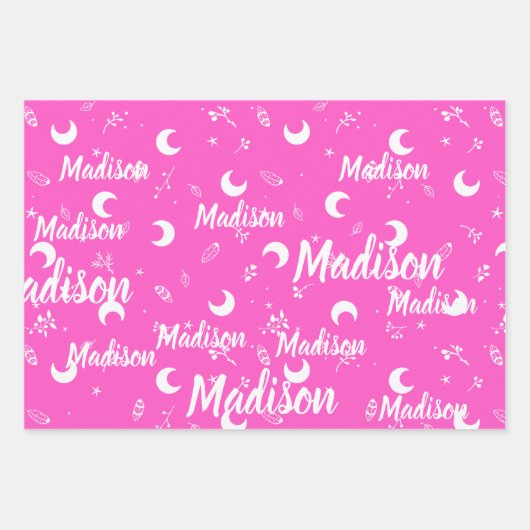 Persoonlijke benaming Vibrant Fuchsia Pink Inpakpapier Vel (Voorkant)