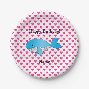 Persoonlijke benaming walvis roze harten verjaarda papieren bordje