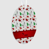 Persoonlijke benaming wit lacrosse kerstpatroon ornament (voorkant)