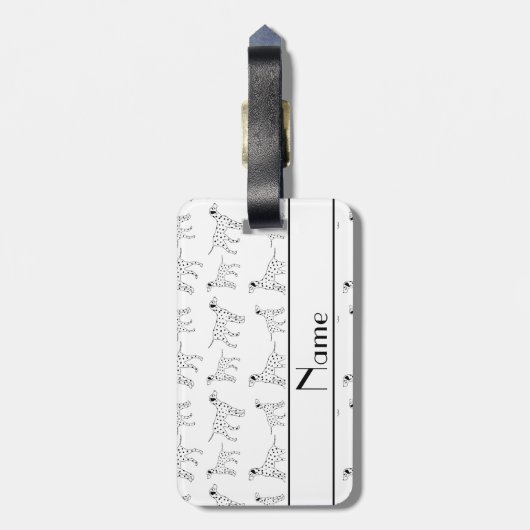 Persoonlijke benaming witte dalmatische honden bagagelabel (Achterkant verticaal)