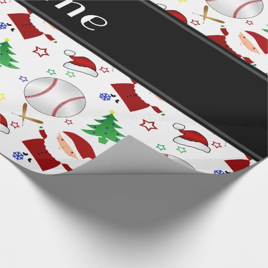 Persoonlijke benaming witte honkbal kerst cadeaupapier (Hoek)