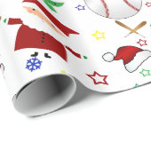 Persoonlijke benaming witte honkbal kerst cadeaupapier (Rol Hoek)