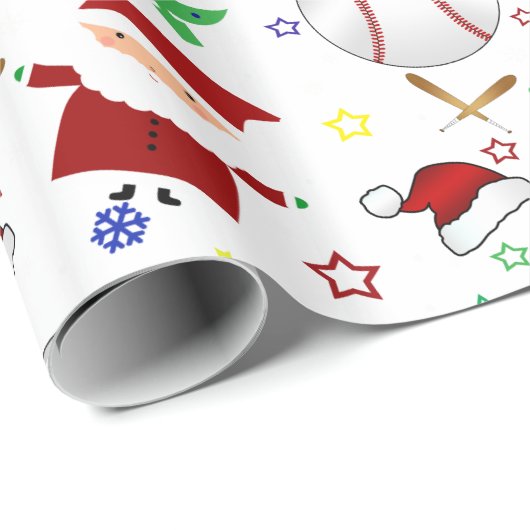 Persoonlijke benaming witte honkbal kerst cadeaupapier (Rol Hoek)