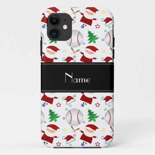 Persoonlijke benaming witte honkbal kerst Case-Mate iPhone case (Achterkant)