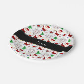 Persoonlijke benaming witte honkbal kerst papieren bordje (Gekanteld)