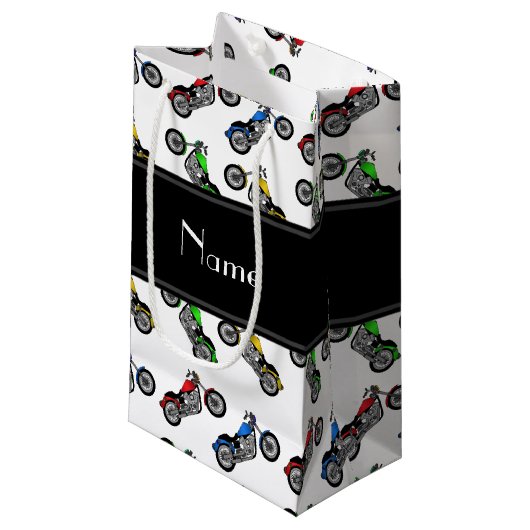 Persoonlijke benaming witte motorfietsen klein cadeauzakje (Voorkant Gekanteld)