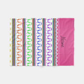 Persoonlijke benaming witte regenboogstrepen pingu fleece deken (Voorkant (Horizontaal))