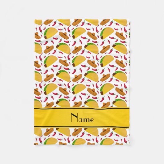 Persoonlijke benaming: witte tacos sombreros chili fleece deken (Voorkant)