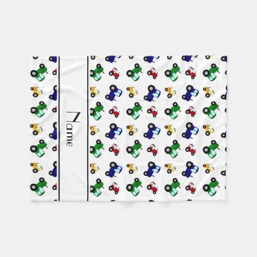 Persoonlijke benaming witte tractoren fleece deken (Voorkant (Horizontaal))