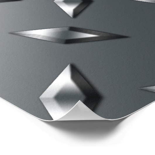 Persoonlijke benaming zilverblauw ruitstaal bord poster (Hoek)