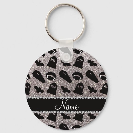 Persoonlijke benaming zilverglitter vampire sleutelhanger (Voorkant)