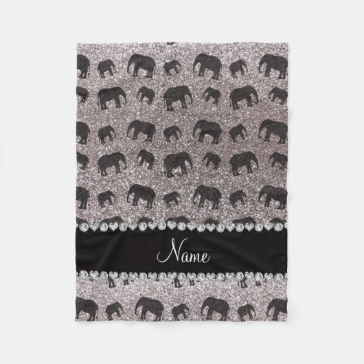 Persoonlijke benaming zilverglitterolifanten fleece deken (Voorkant)