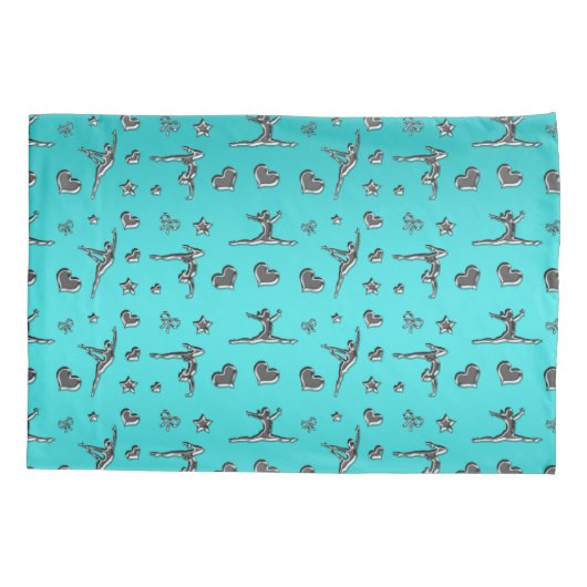 Persoonlijke benaming zilverturquoise gymnastiek kussensloop (Achterkant)