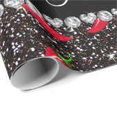 Persoonlijke benaming zwarte glitter chili pepper cadeaupapier (Rol Hoek)