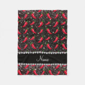 Persoonlijke benaming zwarte glitter chili pepper fleece deken (Voorkant)