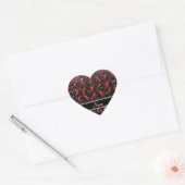Persoonlijke benaming zwarte glitter chili pepper hart sticker (Envelop)