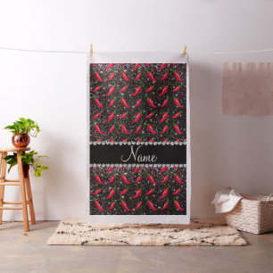 Persoonlijke benaming zwarte glitter chili pepper stof