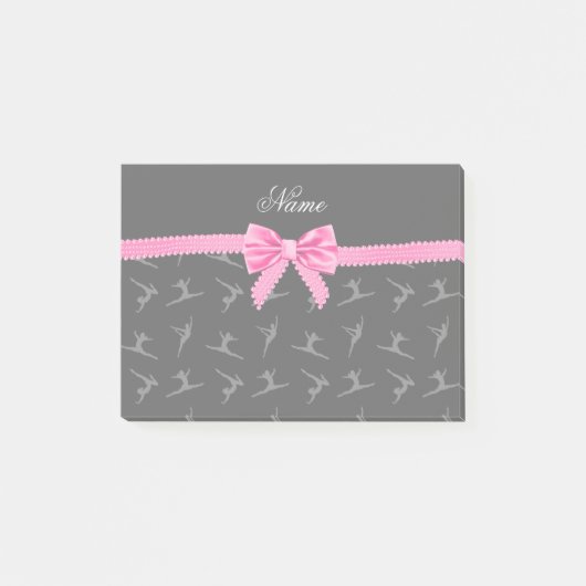 Persoonlijke benaming zwarte gymnastiek roze boog post-it® notes (Voorkant)