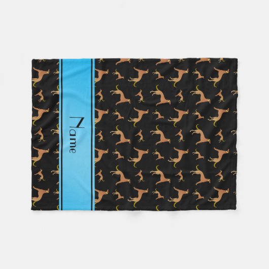 Persoonlijke benaming zwarte honden Saluki Fleece Deken (Voorkant (Horizontaal))