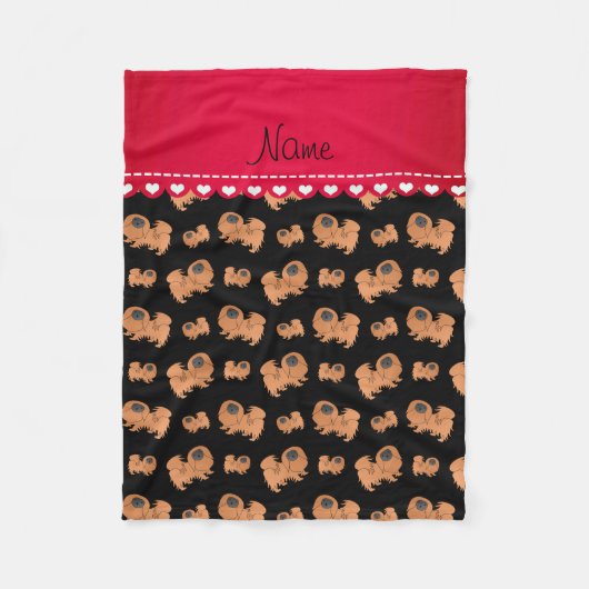 Persoonlijke benaming zwarte pekingese honden fleece deken (Voorkant)