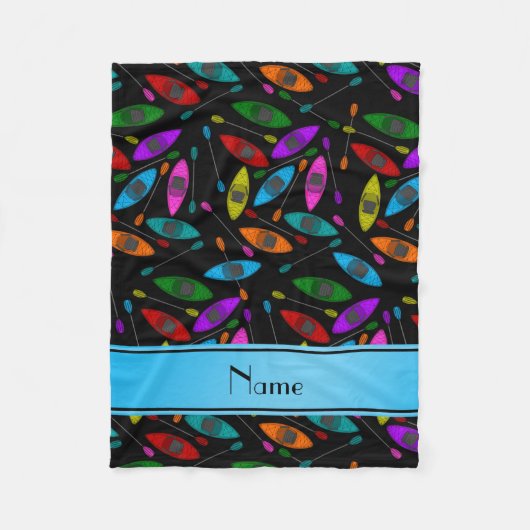 Persoonlijke benaming zwarte regenboogkayaks fleece deken (Voorkant)
