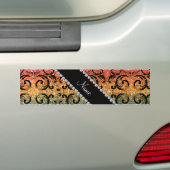 Persoonlijke benaming zwarte regenbooglitter damas bumpersticker (Op auto)