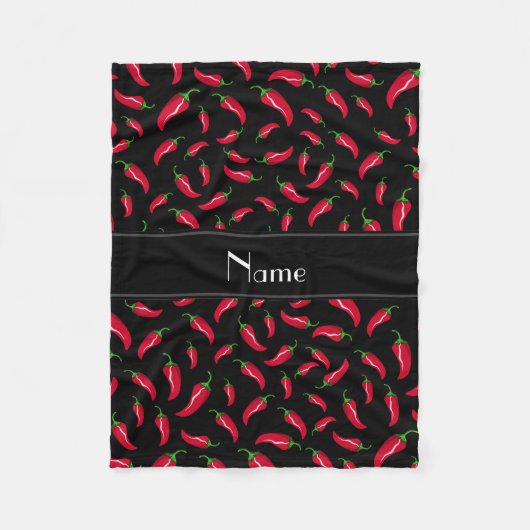 Persoonlijke benaming zwarte Spaanse peper Fleece Deken (Voorkant)