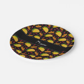 Persoonlijke benaming zwarte tacos sombreros chili papieren bordje (Gekanteld)