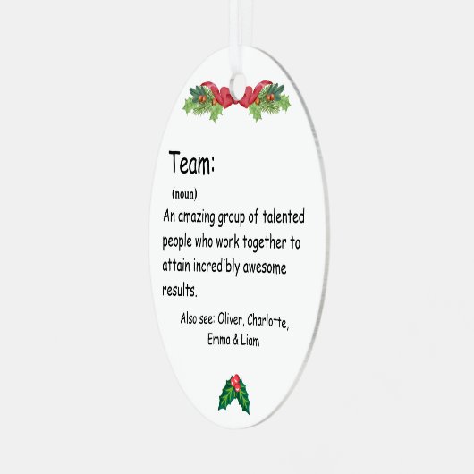 Persoonlijke beoordeling van teammedewerkers metalen ornament (Voorkant links)