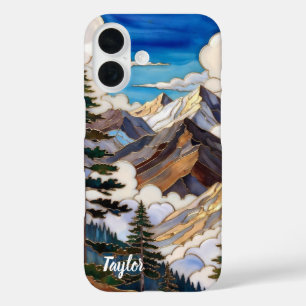 Persoonlijke bergzonsondergang telefoonhoesje iPhone 16 hoesje