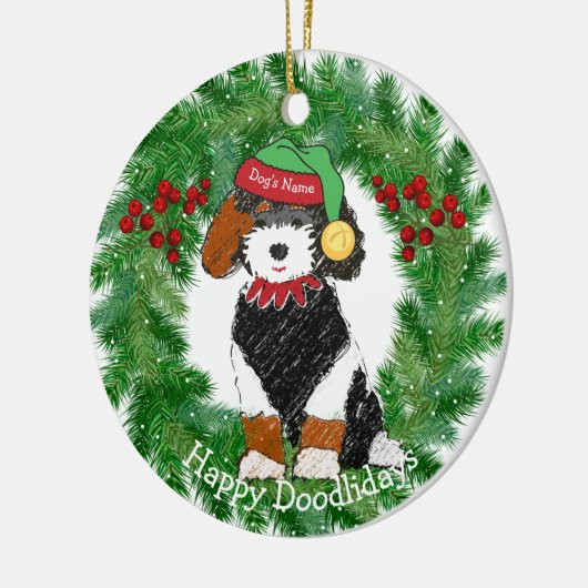 Persoonlijke Bernedole Kerstmis Elf Keramisch Ornament (Links)