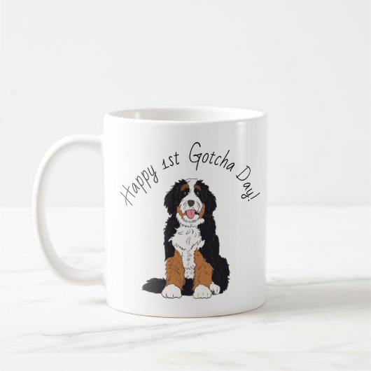 Persoonlijke Bernedoodle 1e Gotcha-dag foto Koffiemok (Links)