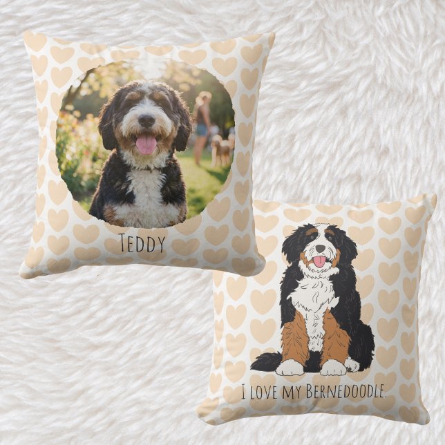 Persoonlijke Bernedoodle aangepaste foto hond Moed Kussen (Creator heeft geüpload)