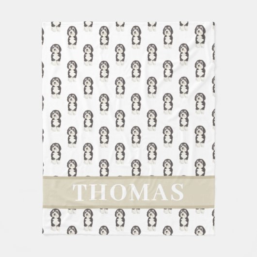 Persoonlijke Bernedoodle Fleece Deken (Voorkant)