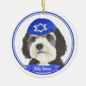 Persoonlijke Bernedoodle Hanukkah Yarmulke Blauw Keramisch Ornament (Voorkant)