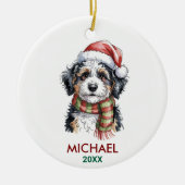 Persoonlijke Bernedoodle Hond Kerstmis Keramisch Ornament (Voorkant)