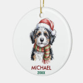 Persoonlijke Bernedoodle Hond Kerstmis Keramisch Ornament (Links)