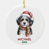 Persoonlijke Bernedoodle Hond Kerstmis Keramisch Ornament (Achterkant)