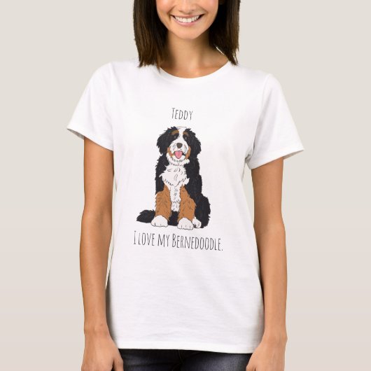 Persoonlijke Bernedoodle Hond Moeder Aangepaste Na T-shirt (Voorkant)