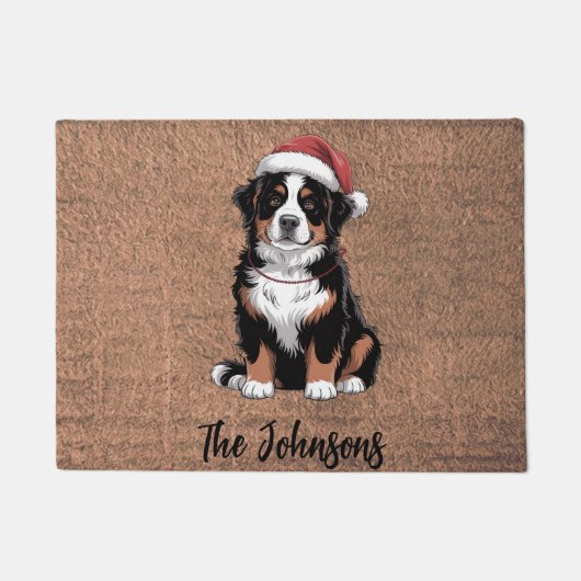 Persoonlijke Berner Sennenhond Kerstmis Deurmat (Voorkant)