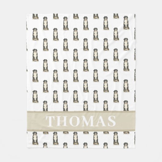 Persoonlijke Bernese Berghond Roze & Wit Fleece Deken (Voorkant)