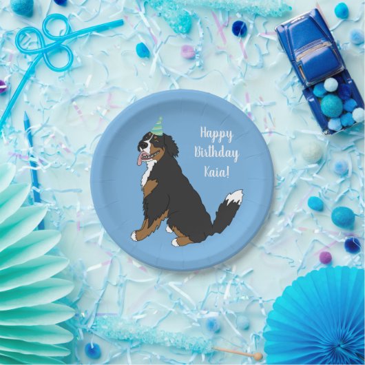Persoonlijke Bernese Mountain Dog Birthday Papieren Bordje (Feest)